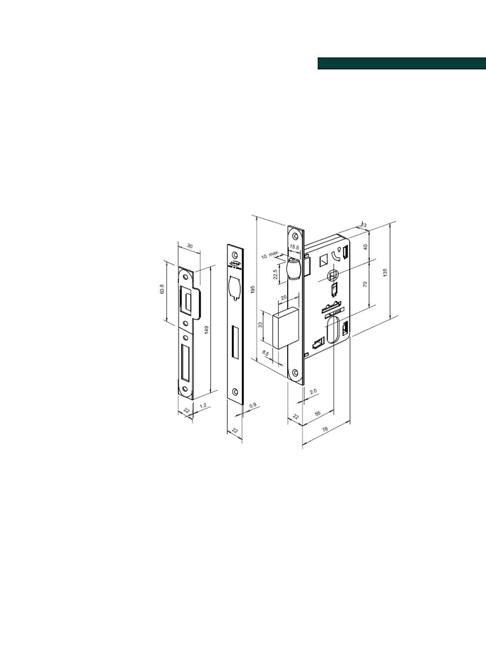 IMAB - Fechadura 1710 Inox Rolete E77 3000 EXT CROMADO