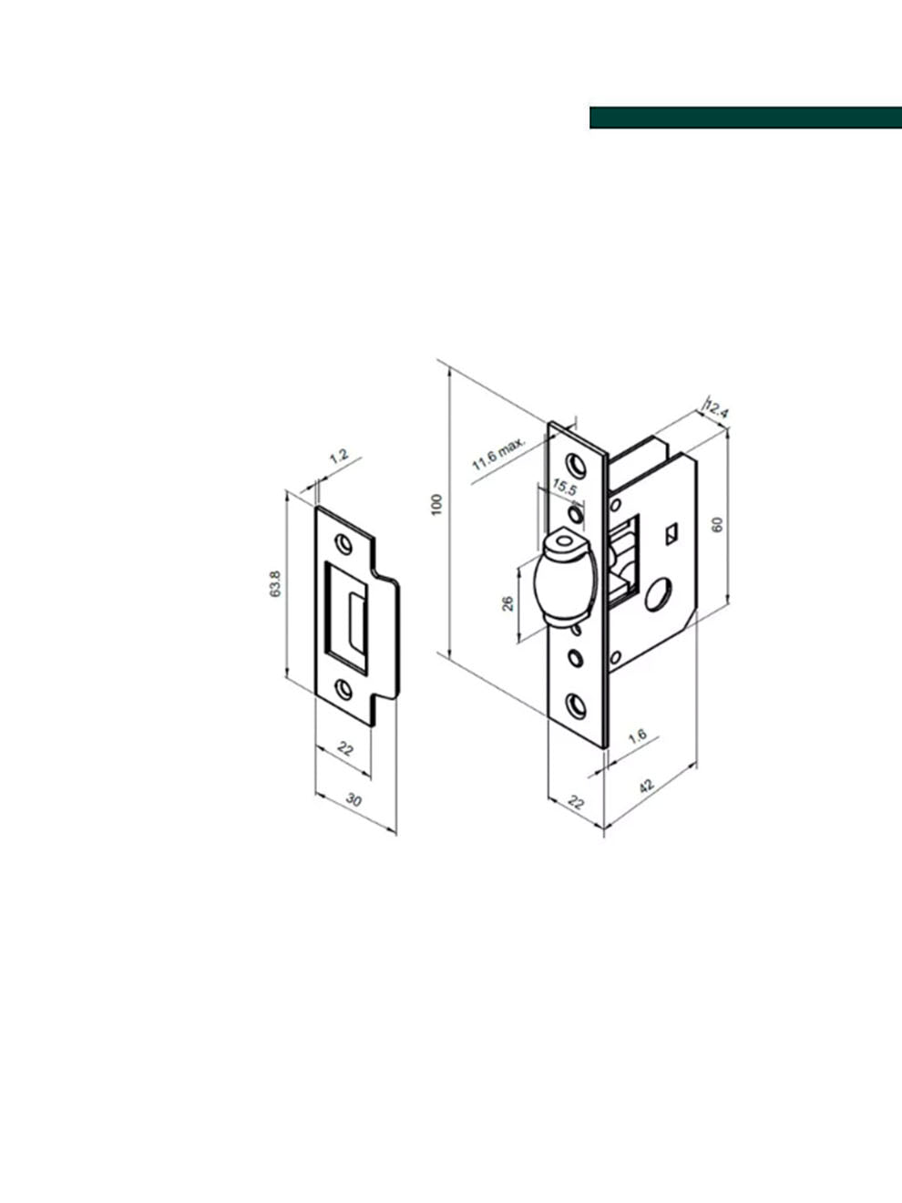 Imab - Fechadura AUX 1550 Com Rolete Cromado