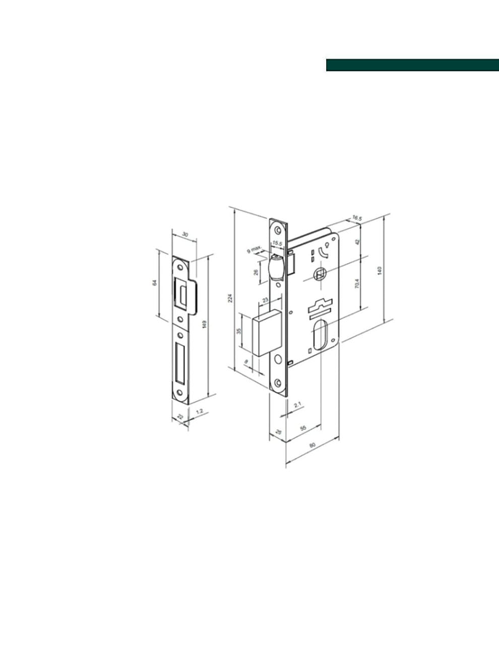 Imab - Fechadura 4700 Zamak rolete quadrado preto