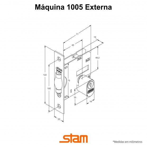Fechadura 1005 Rolete Quadrada Black Auxiliar - STAM