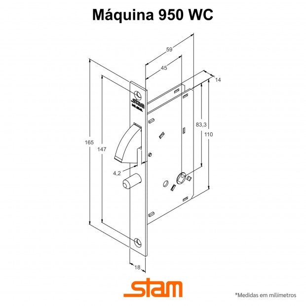 Fechadura 950 Roseta Inox WC - STAM