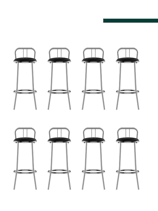 Banqueta Nápoles Média Cromada c/ Tampo Preto (8 Unidades) - Flape
