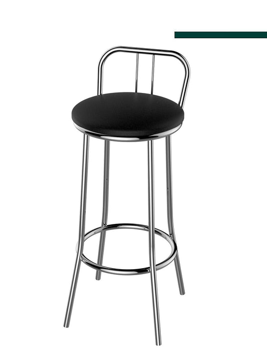 Banqueta Nápoles Média Cromada c/ Tampo Preto (1 unidade) - Flape