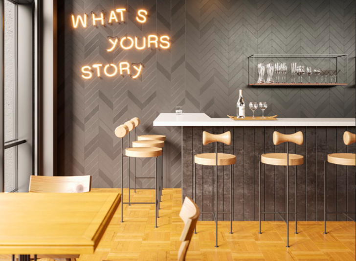 Revestimento Chevron Cinza grafite s/ friso 350 x 70mm x 8mm 0,50 m2 (CX - 26 Peças) - Santa Luzia