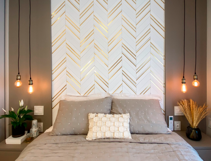Revestimento Chevron branco c/ friso 350 x 70mm x 8mm - 0,50 m2 (CX - 26 Peças) - Santa Luzia