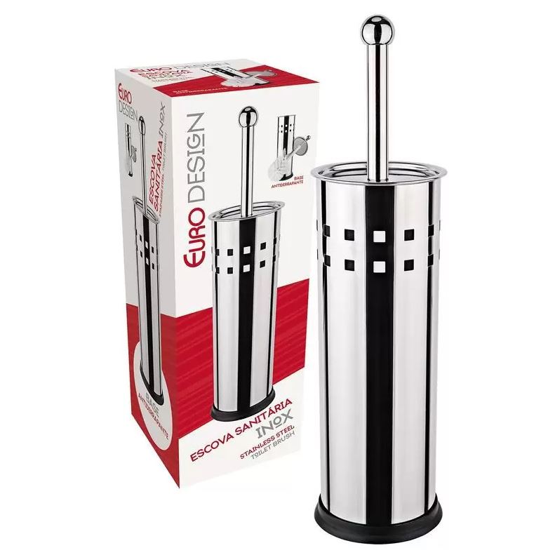 Escova Sanitária com suporte em aço inox, BAN6682, Euro Home