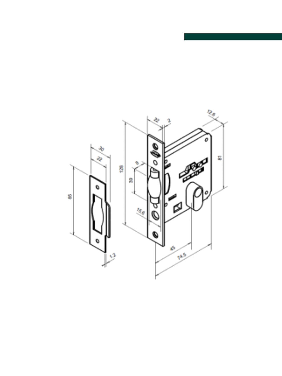 Imab - Fechadura Auxiliar 2791 Inox com rolete 1/2 cilindro 3000 com botão