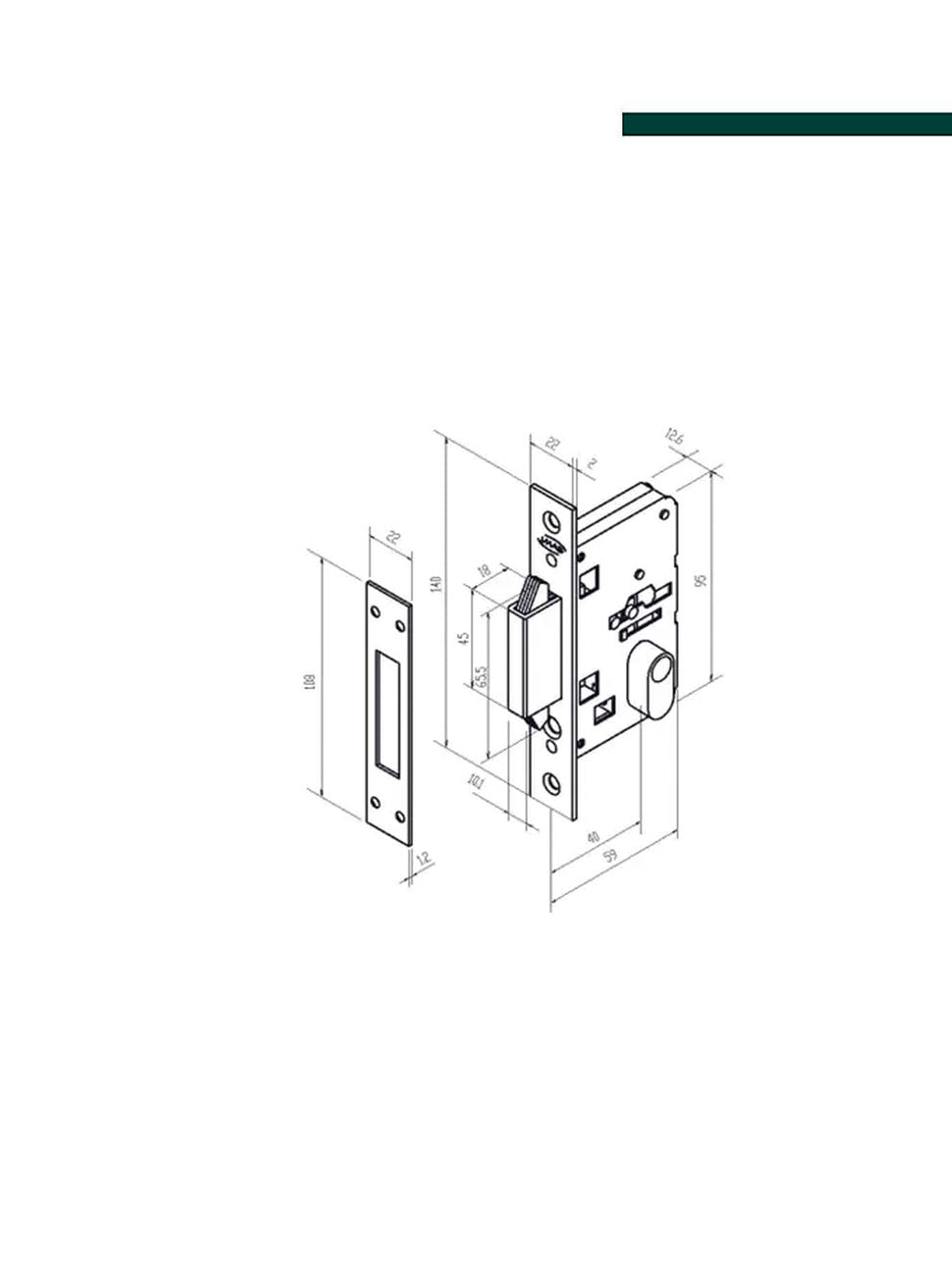 IMAB - Fechadura Auxiliar 2469 Inox 1/2 CIL3000 Com botão