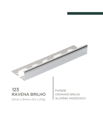 Viscardi - Perfil Ravena 173 Inox Brilho 3mm x 12mm x 3m - (5 peças)