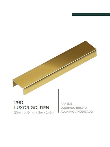 Viscardi -Perfil Luxor Golden Brilho 290 Dourado Brilhante - 20mm x 10mm x 3m - (5 peças)