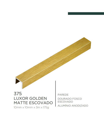 Viscardi - Perfil Luxor Golden Matte 105 (375) Dourado Escovado - 10mm x 10mm x 3m - (5 peças)