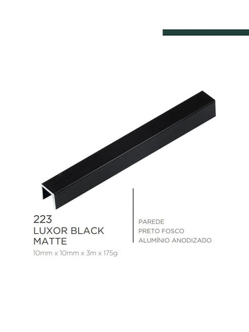 Viscardi - Perfil Luxor Black Matte 223 Preto Fosco - 10mm x 10mm x 3m - (5 peças)