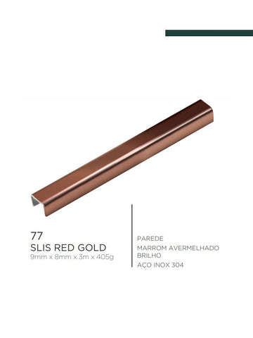 Viscardi - Perfil Slis Red Gold 076 Marrom Avermelhado Brilho - 09mm x 08mm x 3m - (5 peças)