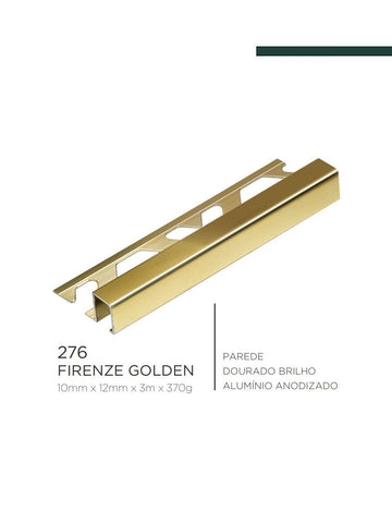 Viscardi - Perfil Firenze Golden 207 Dourado Brilho 10mm x 12mm x 3m - (5 peças)