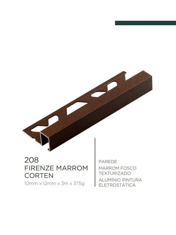 Viscardi - Perfil Firenze Marrom Corten 208  10mm x 12mm x 3m - (5 peças)