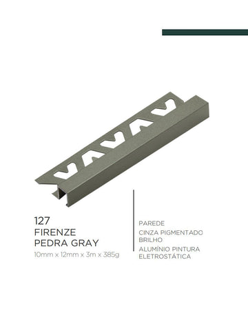 Viscardi - Perfil Firenze Pedra Gray 127 Cinza - 10mm x 12mm x 3m - (5 peças)