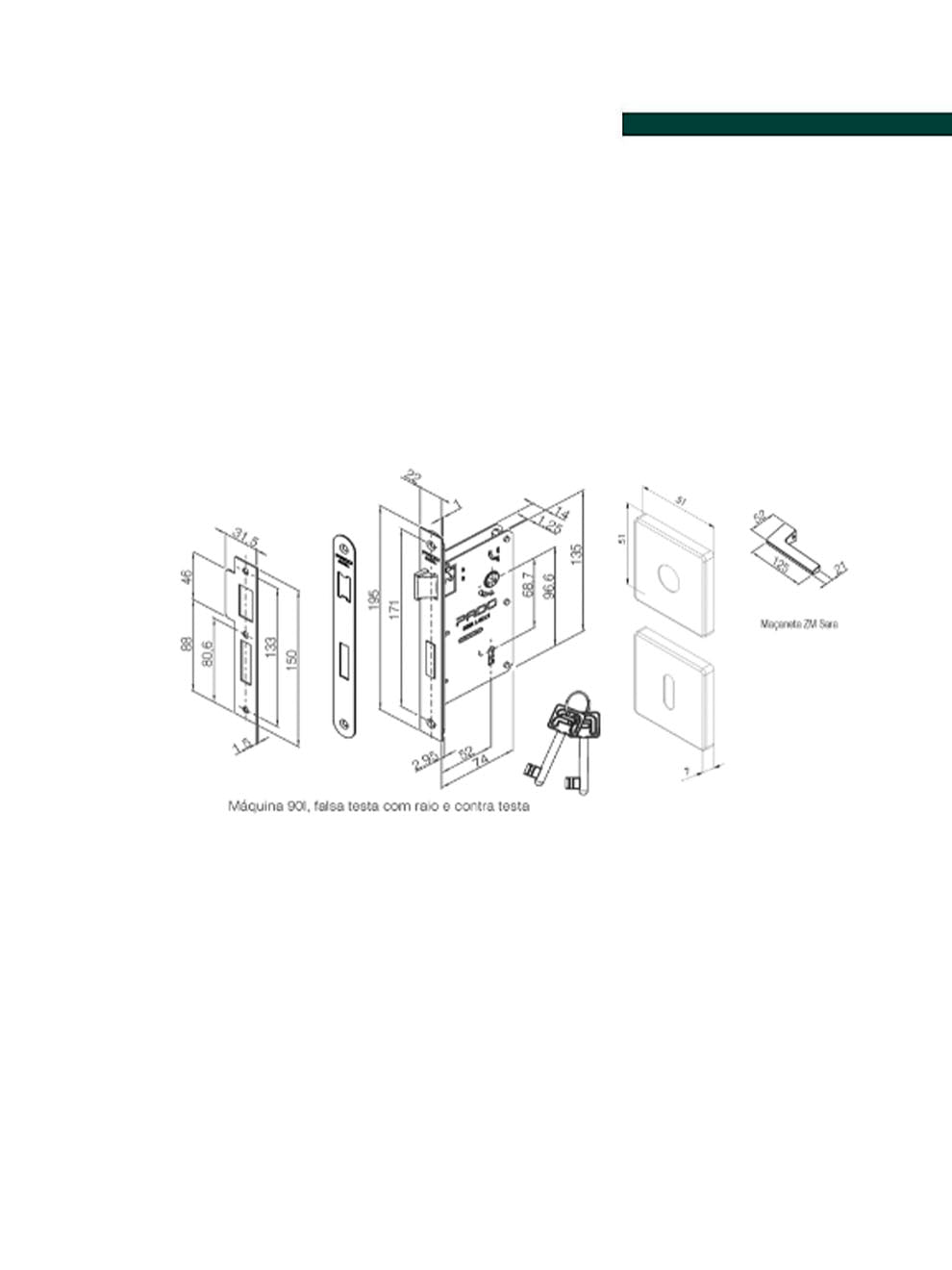 Pado - Fechadura Sara em Zamac Cromado Interna