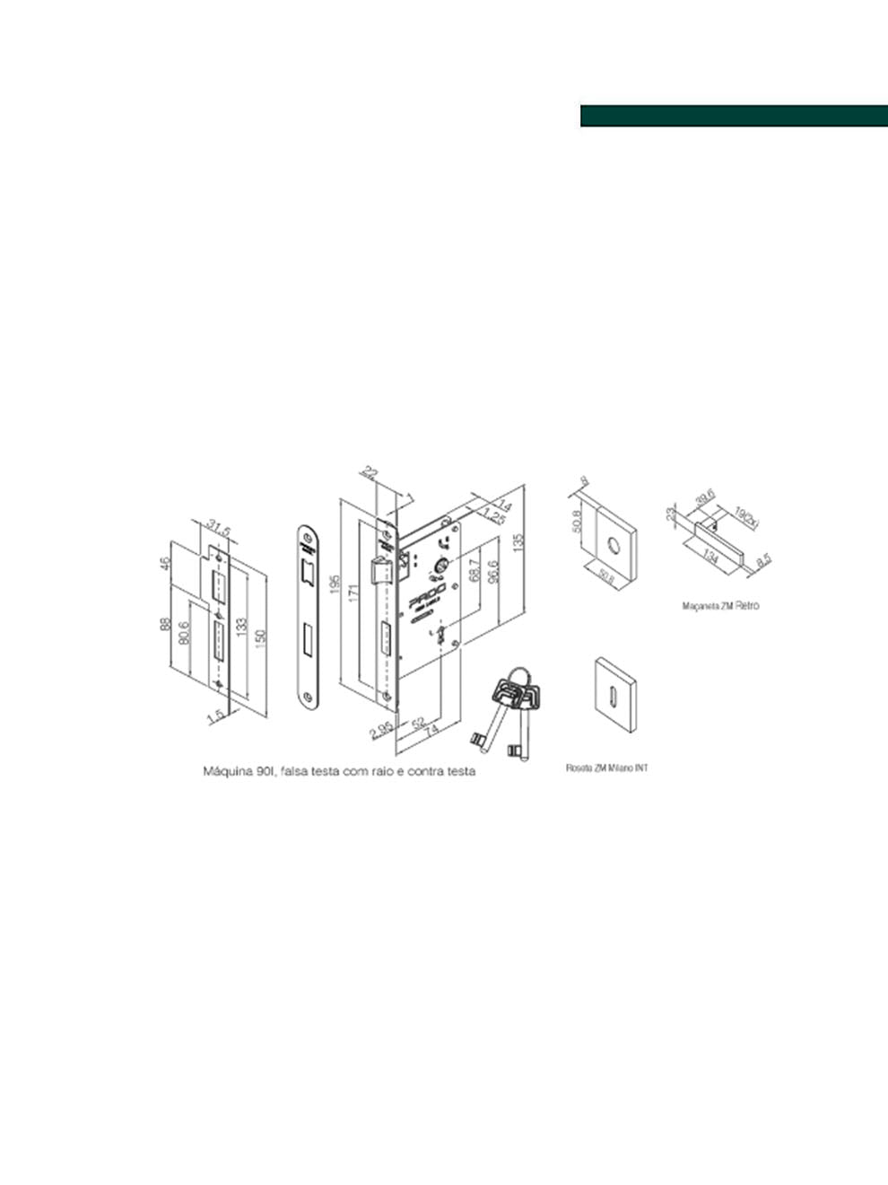 PADO - Fechadura Retro em Zamac Cromado Interna