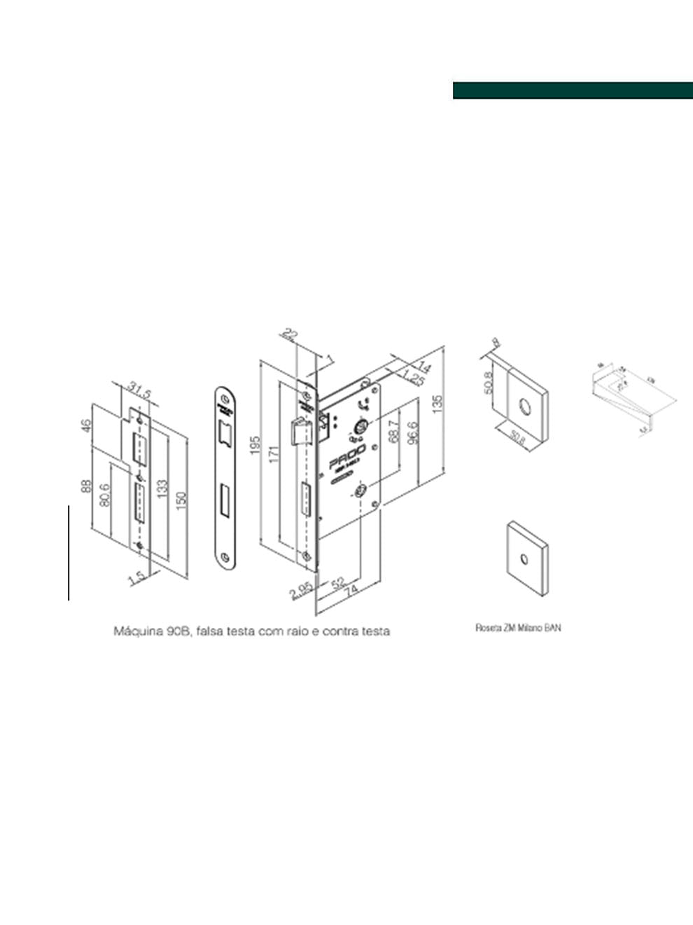PADO - Fechadura Ascot zamac banheiro cromado