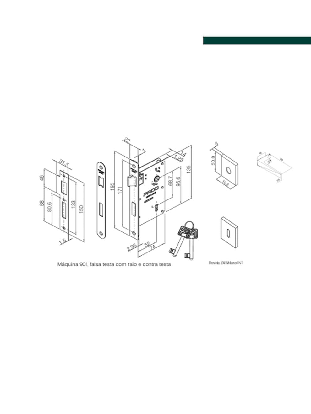 PADO - Fechadura Ascot zamac grafite escovado interna