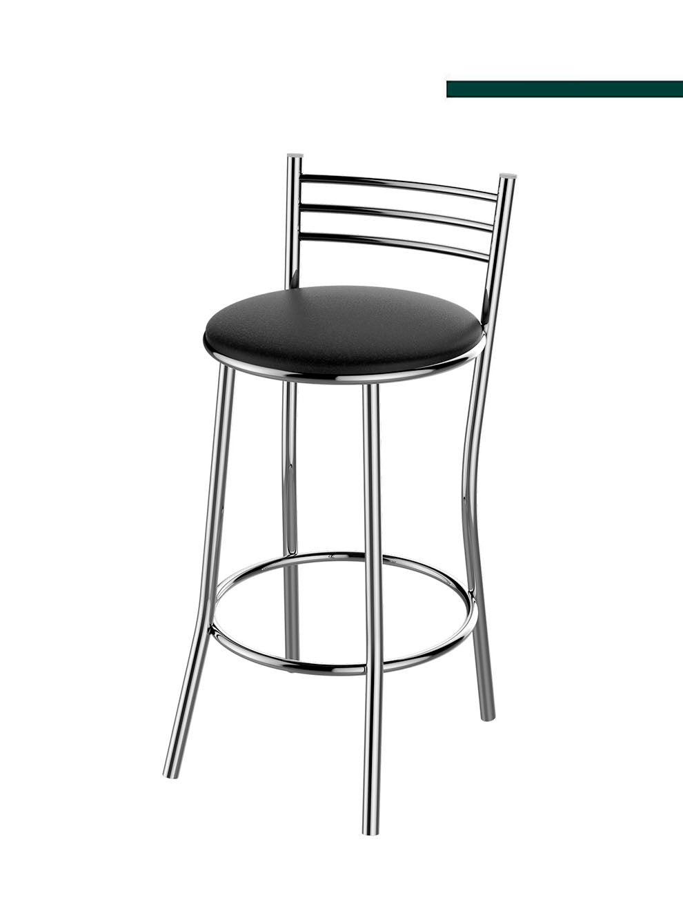 Banqueta Veneza Alta Cromada c/ Tampo Preto (1 unidade) - Flape