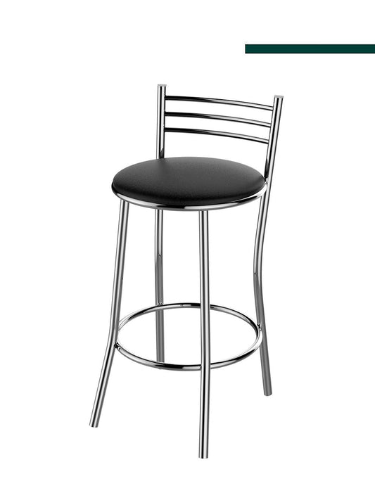 Banqueta Veneza Média Cromada c/ Tampo Preto (1 unidade) - Flape