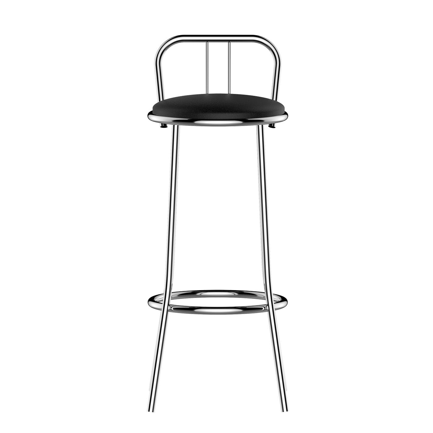 Banqueta Nápoles Média Cromada c/ Tampo Preto (1 unidade) - Flape