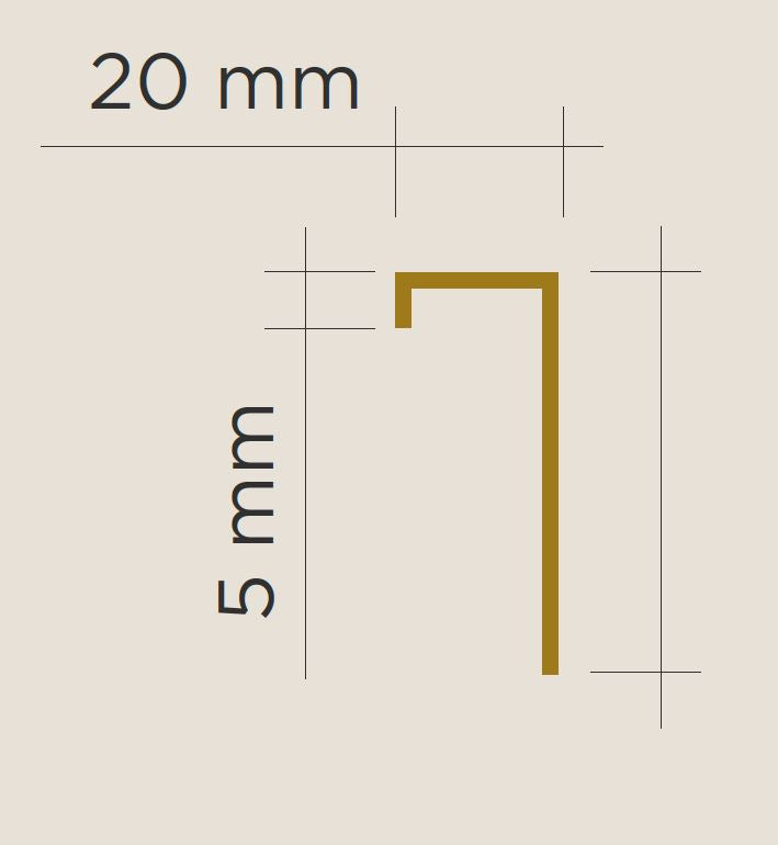 Viscardi - Perfil Capri Matte (367) 294 Natural Fosco 20mm x 50mm x 5mm x 3m (5 peças)