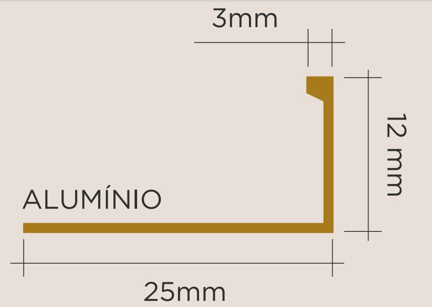 Viscardi - Perfil Ravena Grafite Brilho 131 - 3mm x 12mm x 3m - (5 peças)