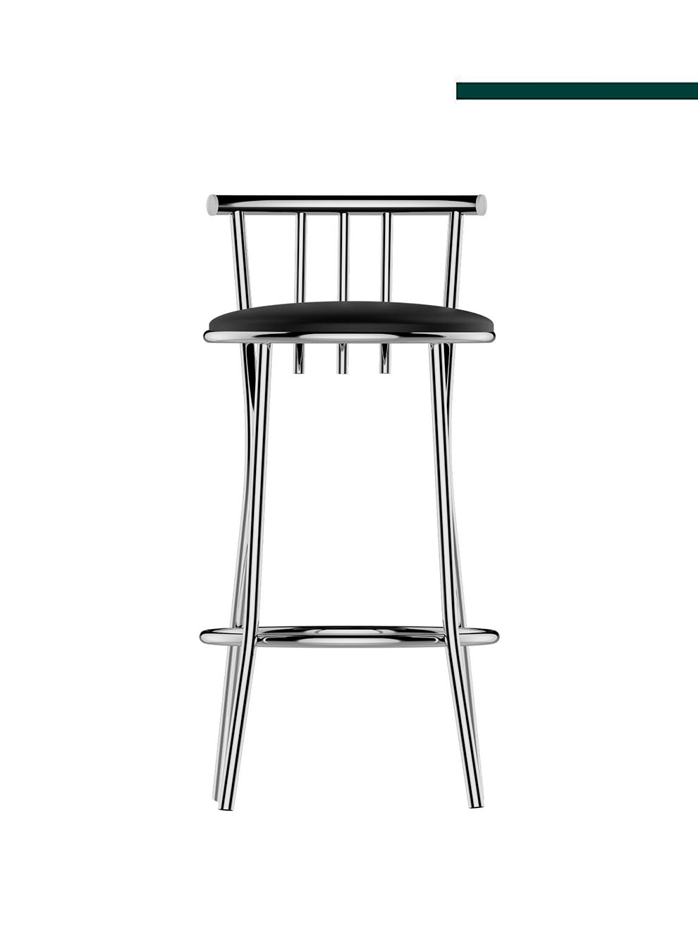 Banqueta Roma Média Cromada c/ Tampo Preto (1 unidade) - Flape