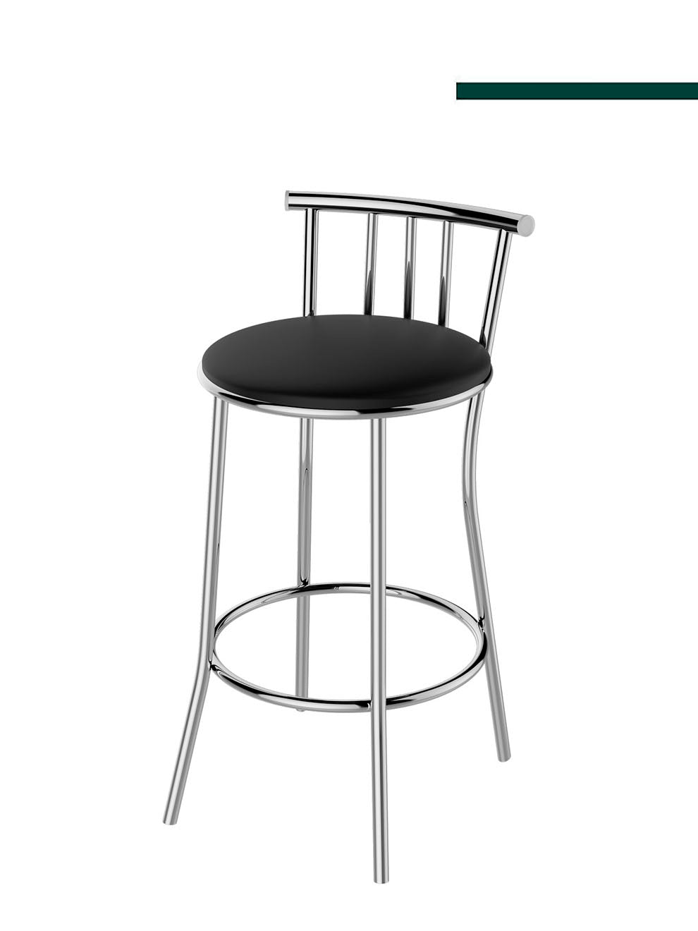 Banqueta Roma Média Cromada c/ Tampo Preto (4 unidades) - Flape