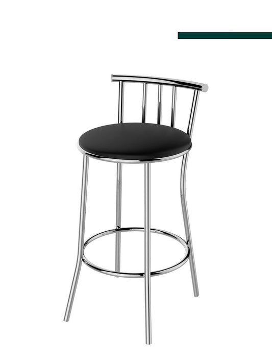 Banqueta Roma Média Cromada c/ Tampo Preto (1 unidade) - Flape