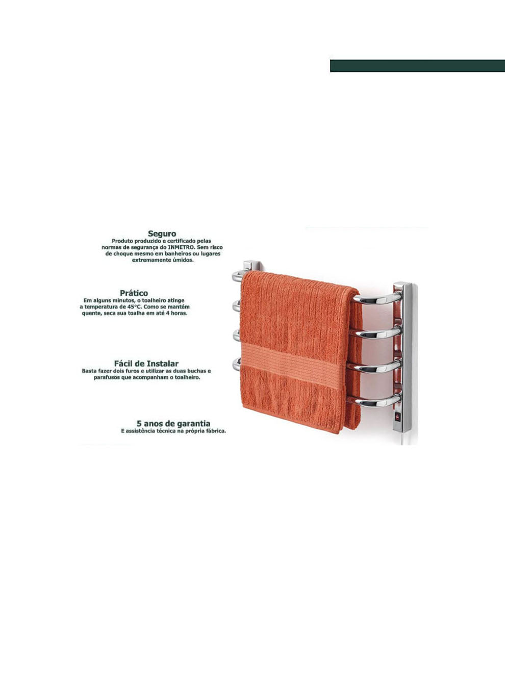 Toalheiro Térmico Pequeno Cromado 220v - Lado Direito - FLAPE