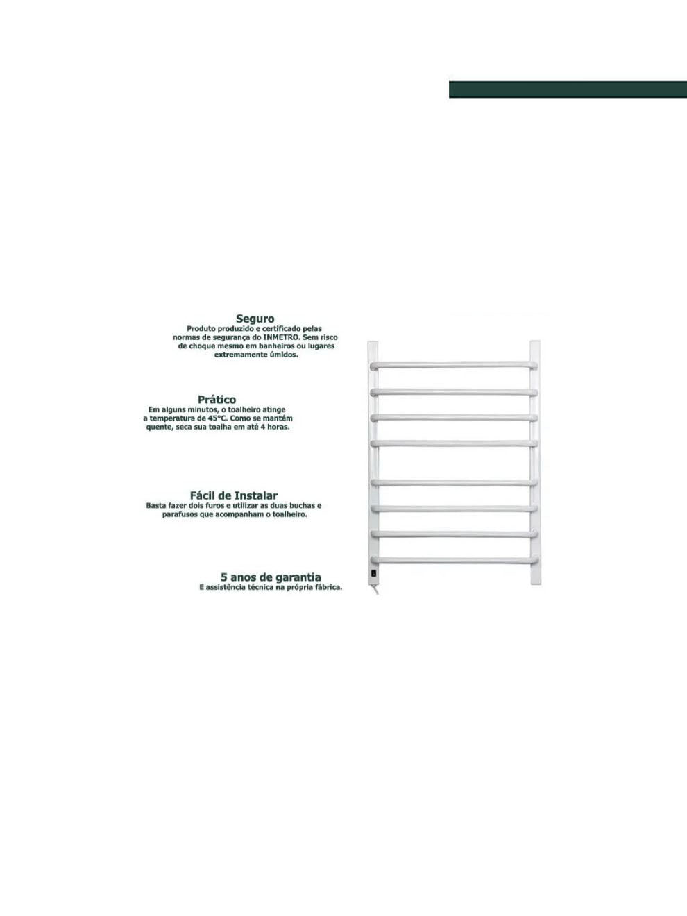 Toalheiro Térmico Grande Branco 220v - Lado Direito - FLAPE