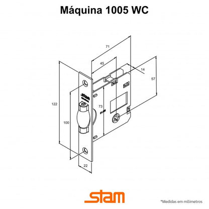 Fechadura 1025 WC Rolete Quadrada Escovada - STAM