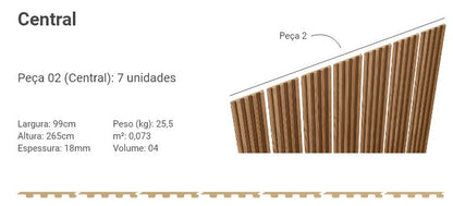 Painel Ripado em MDF Carvalho 15MM 2,65x1MT (CX C/ 7 peças) - Línea