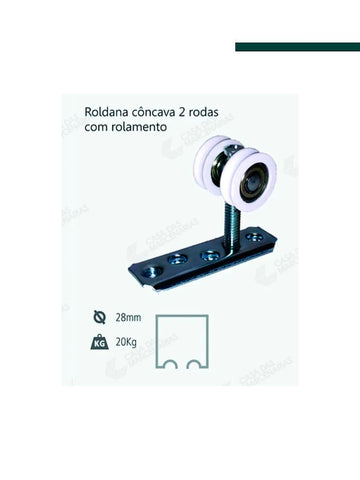 Roldana RPE2 - 2 Rodas para Porta - Perfil