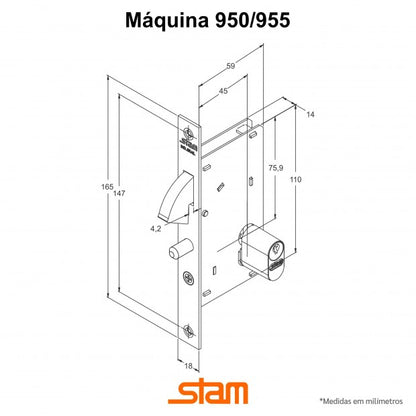 Fechadura 950 Roseta Inox G - STAM