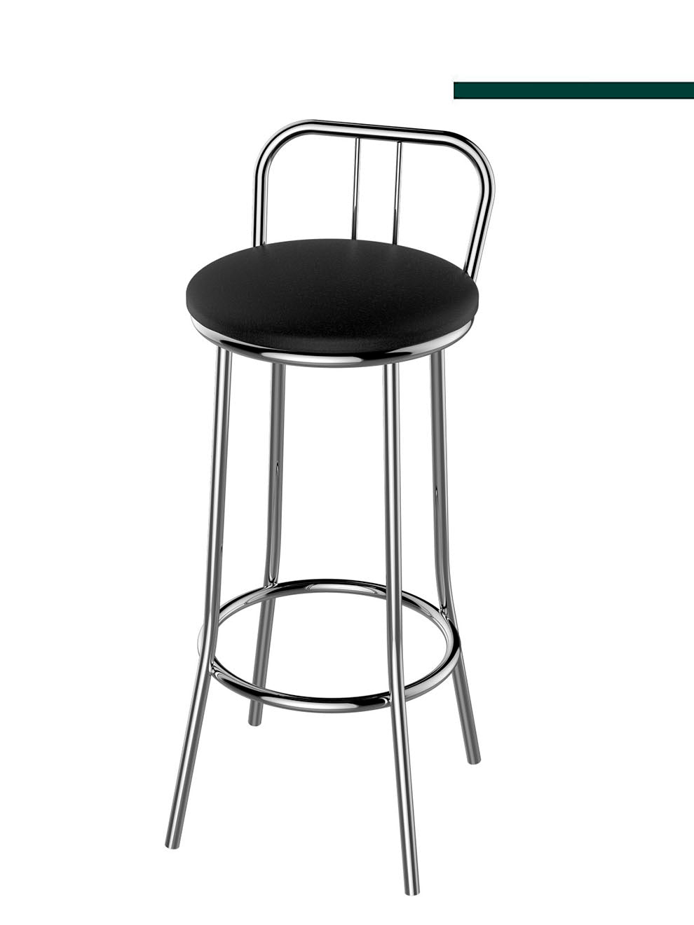 Banqueta Nápoles Média Cromada c/ Tampo Preto (1 unidade) - Flape