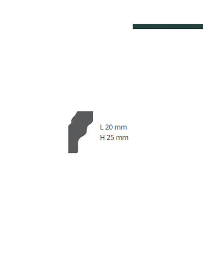 GART - Moldura Nomastyln MOD E 20mm x 25mm x 2,00m - PEÇA