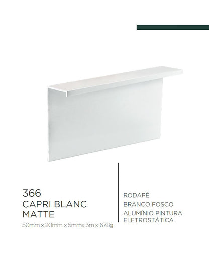 Viscardi - Perfil Capri Blanc (366) 299 Branco Fosco 20mm x 50mm x 5mm x 3m (5 peças)