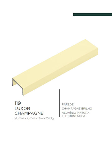 Viscardi - Perfil Luxor Champagne Brilho 225 - 20mm x 10mm x 3m - (5 peças)