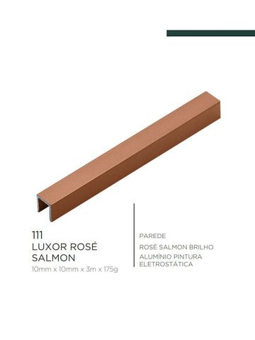 Perfil Luxor Rosé Salmon Brilho 111 - 10mm x 10mm x 3m - Viscardi
