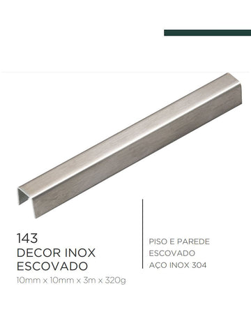 Viscardi - Perfil Decor 143 Inox Escovado 10mm x 10mm x 3m (5 peças)
