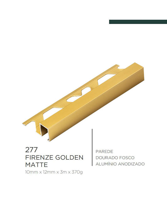 Viscardi - Perfil Firenze Golden Matte 207 Dourado Fosco 10mm x 12mm x 3m - (5 peças)