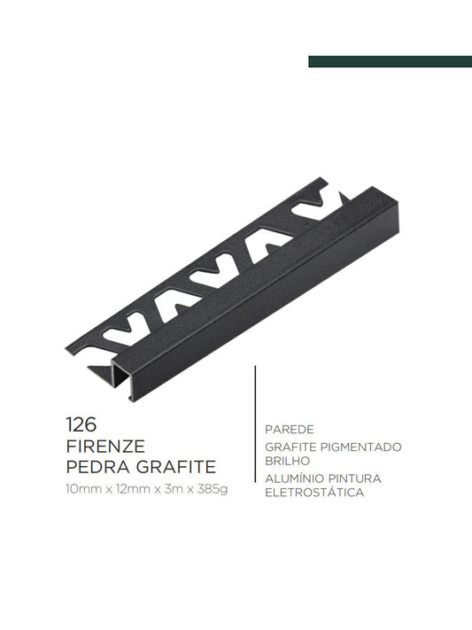 Viscardi - Perfil Firenze Pedra Grafite 126 - 10mm x 12mm x 3m - (5 peças)