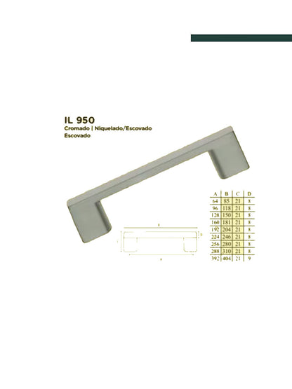 Puxador Alça IL 950 224mm Dourado Escovado Italy Line