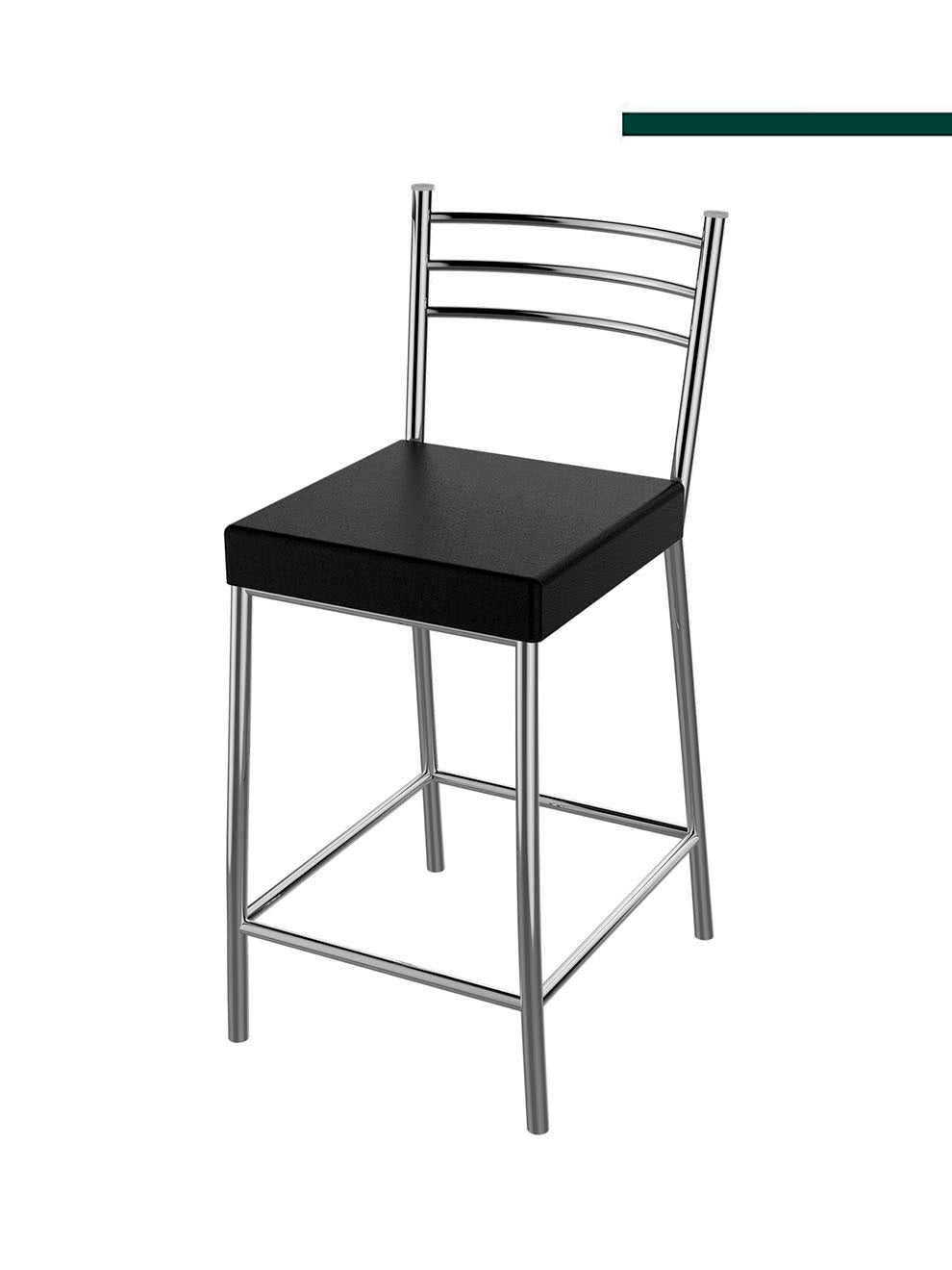 Banqueta Turim Baixa Cromada c/ Tampo Preto (4 unidades) - Flape