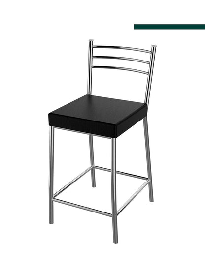 Banqueta Turim Baixa Cromada c/ Tampo Preto (6 unidades) - Flape