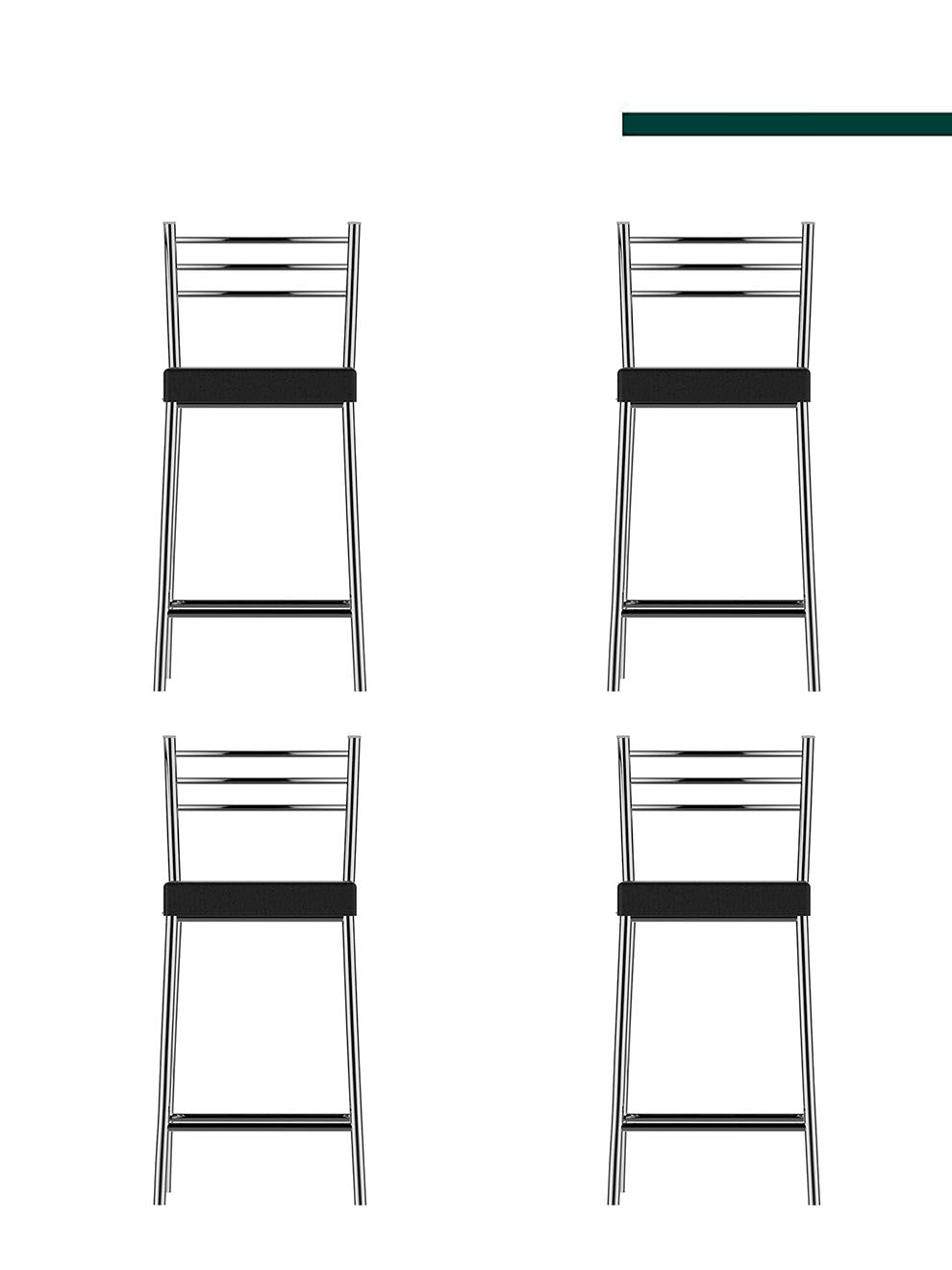 Banqueta Turim Baixa Cromada c/ Tampo Preto (4 unidades) - Flape